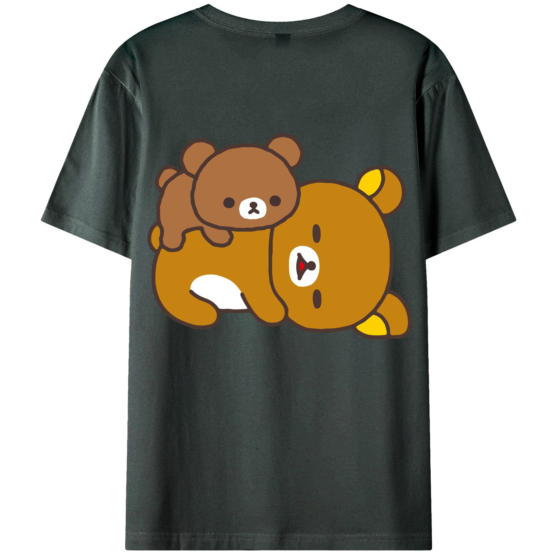 （画像用） リラックマ リラックマ キイロイトリ Rilakkuma Korilakkuma Kiiroitori 綿100％ メンズ半袖Tシャツ（バックプリント） 通気性